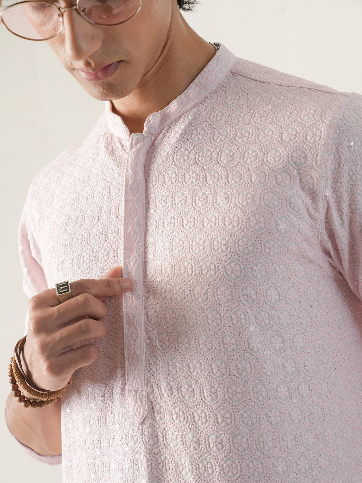 Mens Ombre Rayon Embroidery Kurta