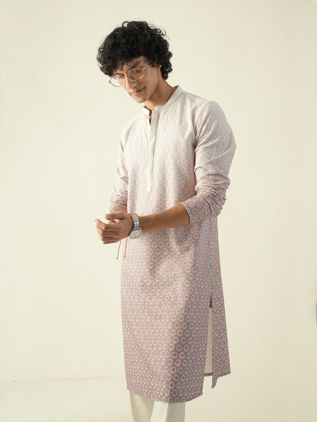 Mens Ombre Rayon Embroidery Kurta