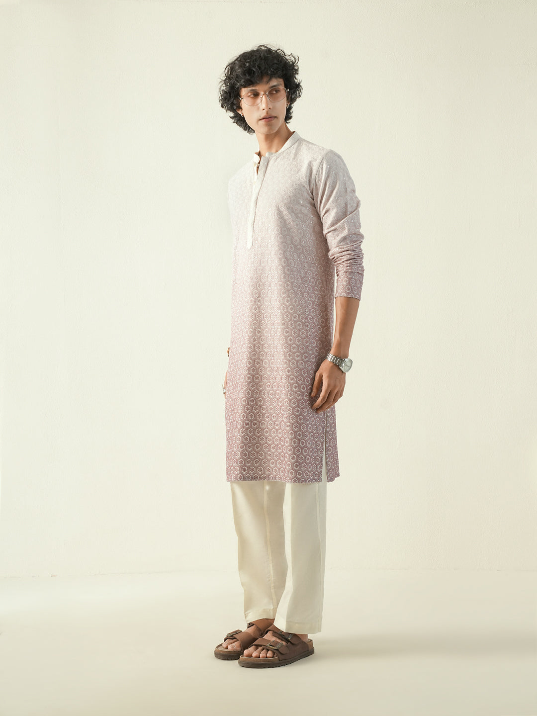 Mens Ombre Rayon Embroidery Kurta