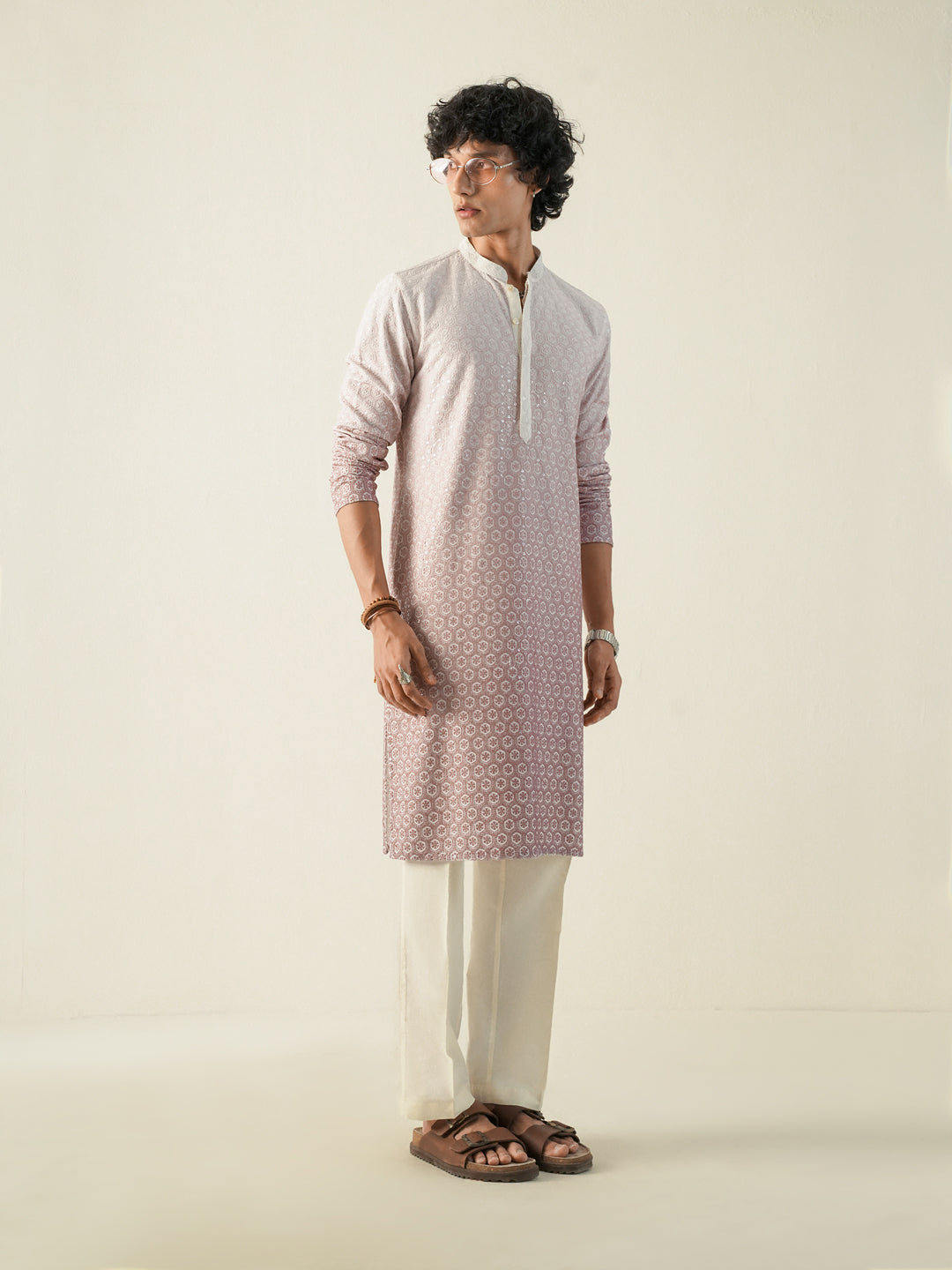 Mens Ombre Rayon Embroidery Kurta