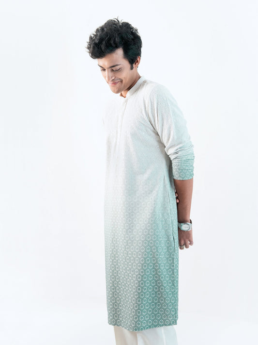Mens Ombre Rayon Embroidery Kurta