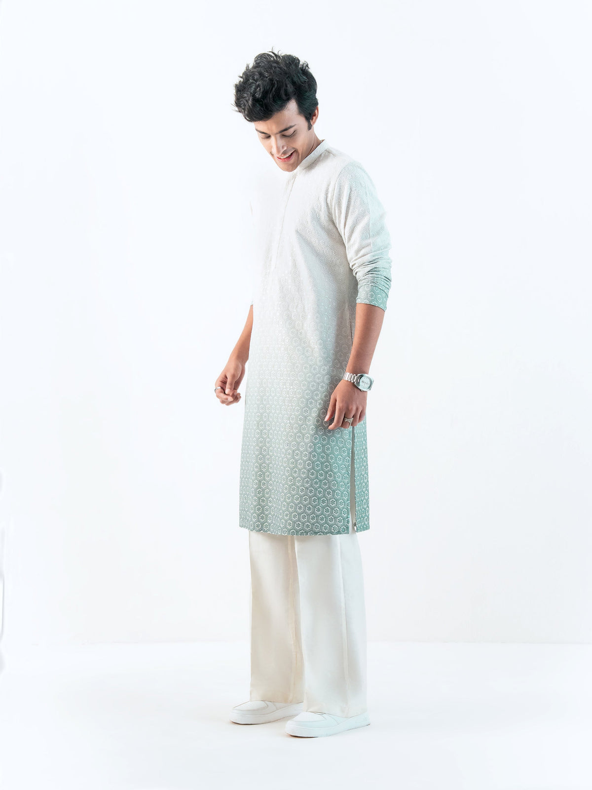 Mens Ombre Rayon Embroidery Kurta
