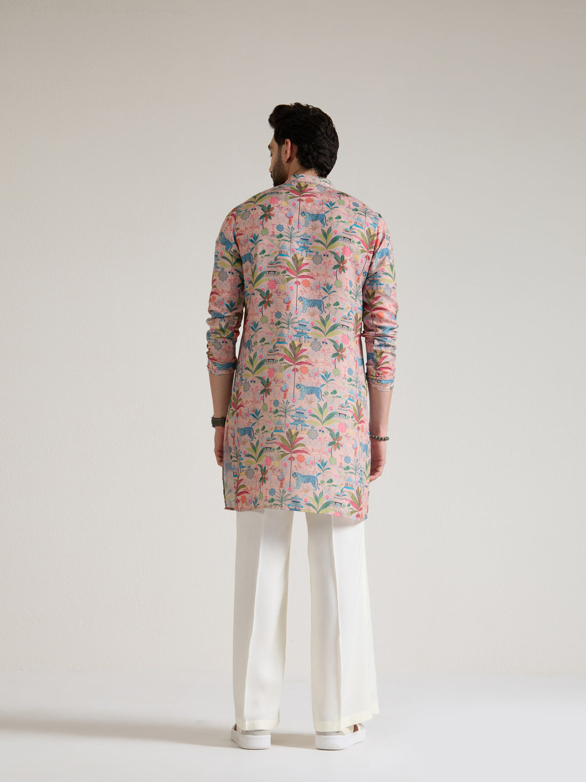 Mens Multicolor Blended Print Kurta