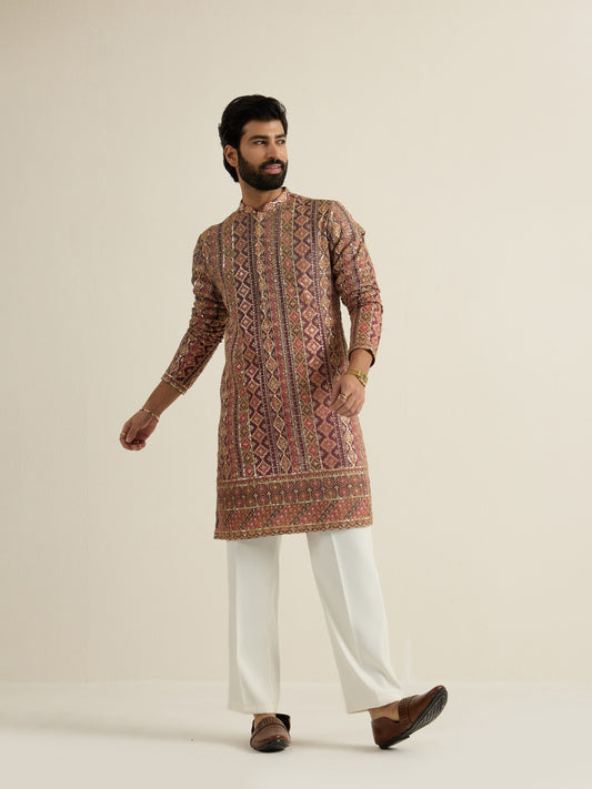 Mens Multicolor Blended Print Kurta