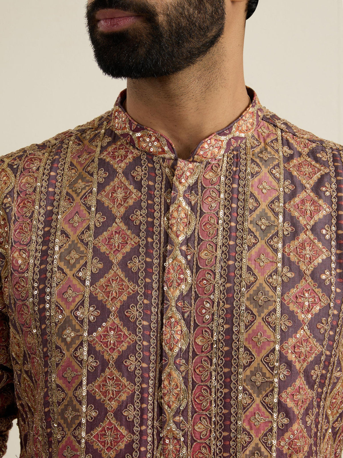 Mens Multicolor Blended Print Kurta