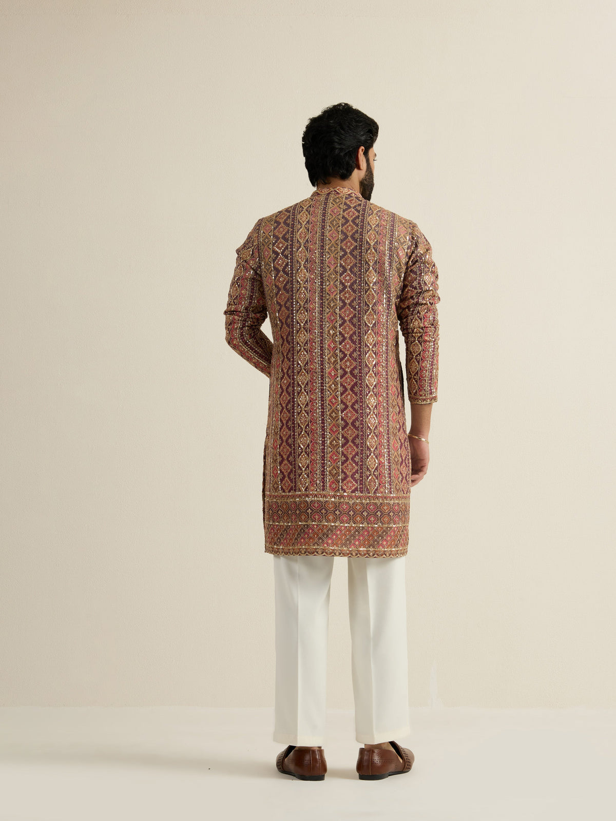 Mens Multicolor Blended Print Kurta