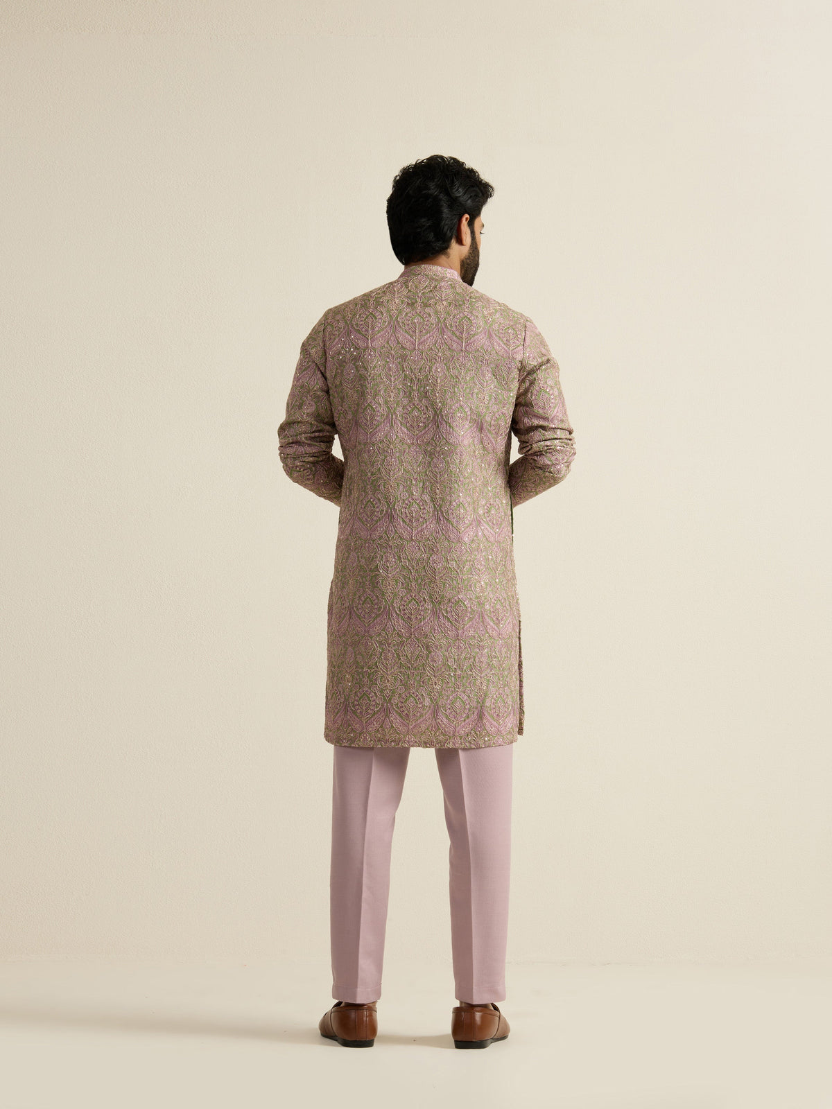 Mens Multicolor Blended Print Kurta