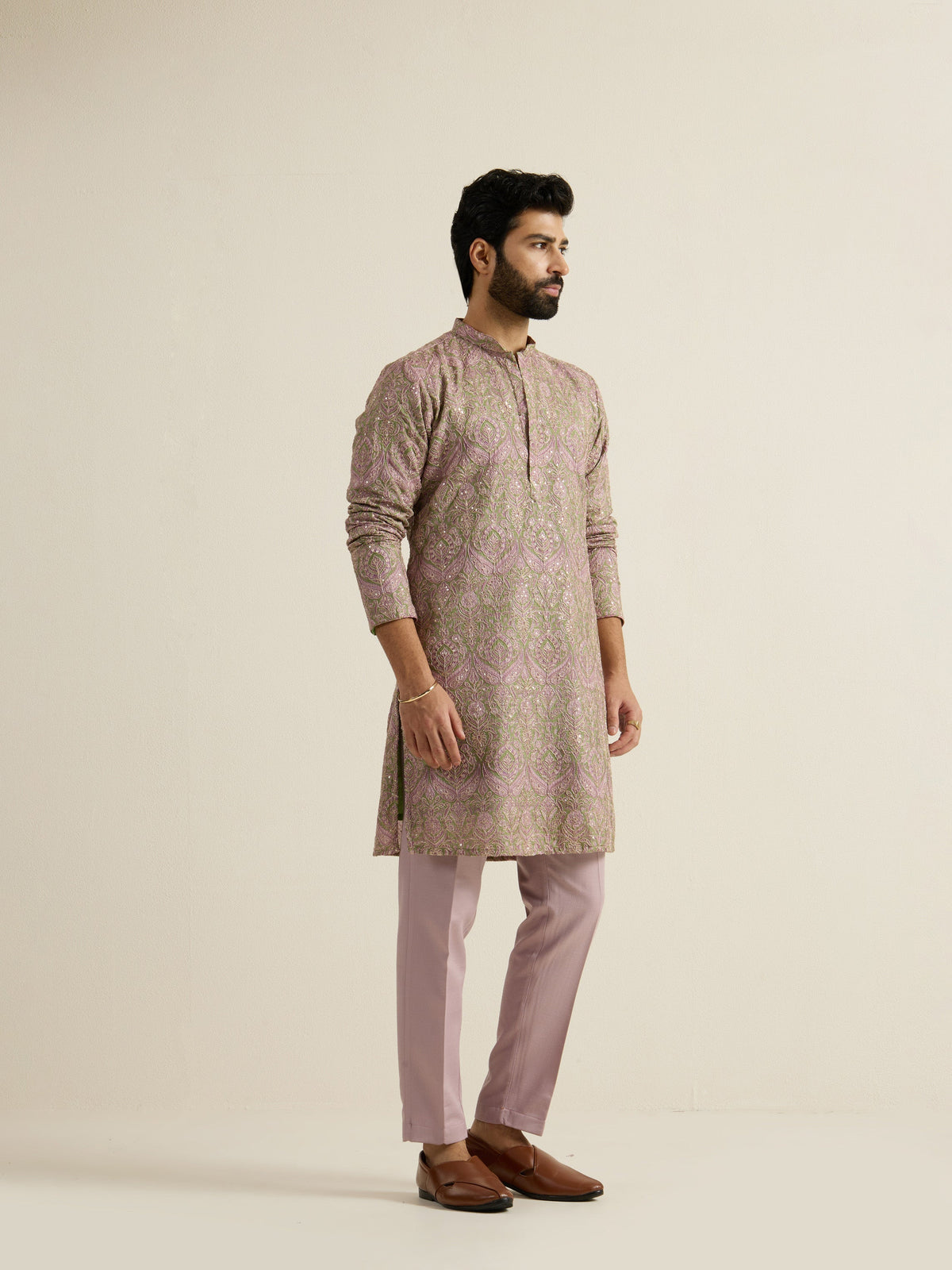 Mens Multicolor Blended Print Kurta