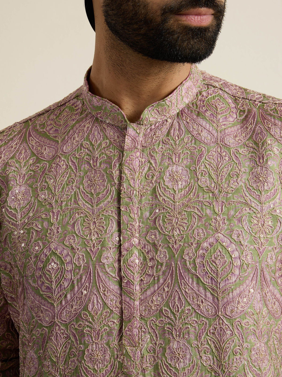 Mens Multicolor Blended Print Kurta