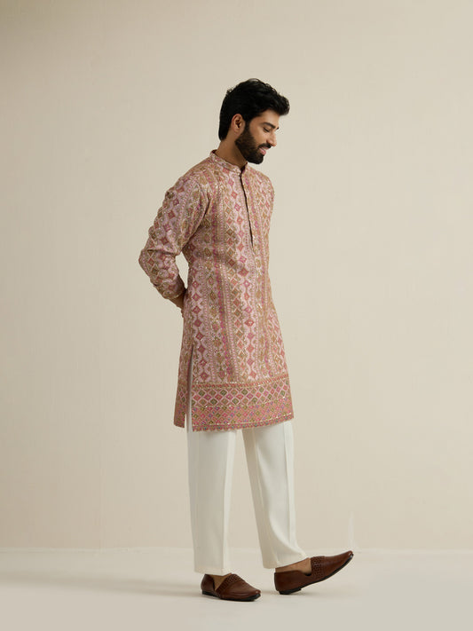 Mens Multicolor Blended Print Kurta