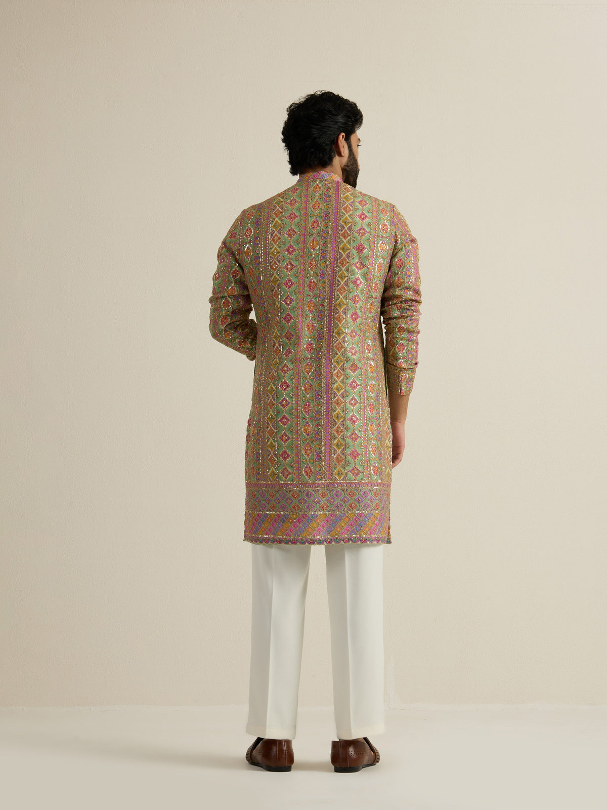 Mens Multicolor Blended Print Kurta